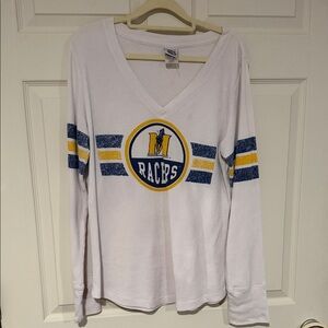 Murray State University Racers White V-Neck thermal knit tee